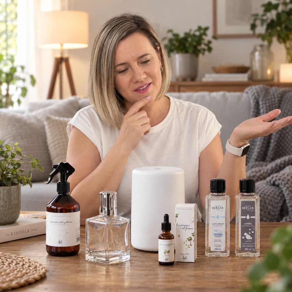 Ana Belén de D'Arome muestra varios productos para perfumar y purificar el aire de casa en la guía para principiantes