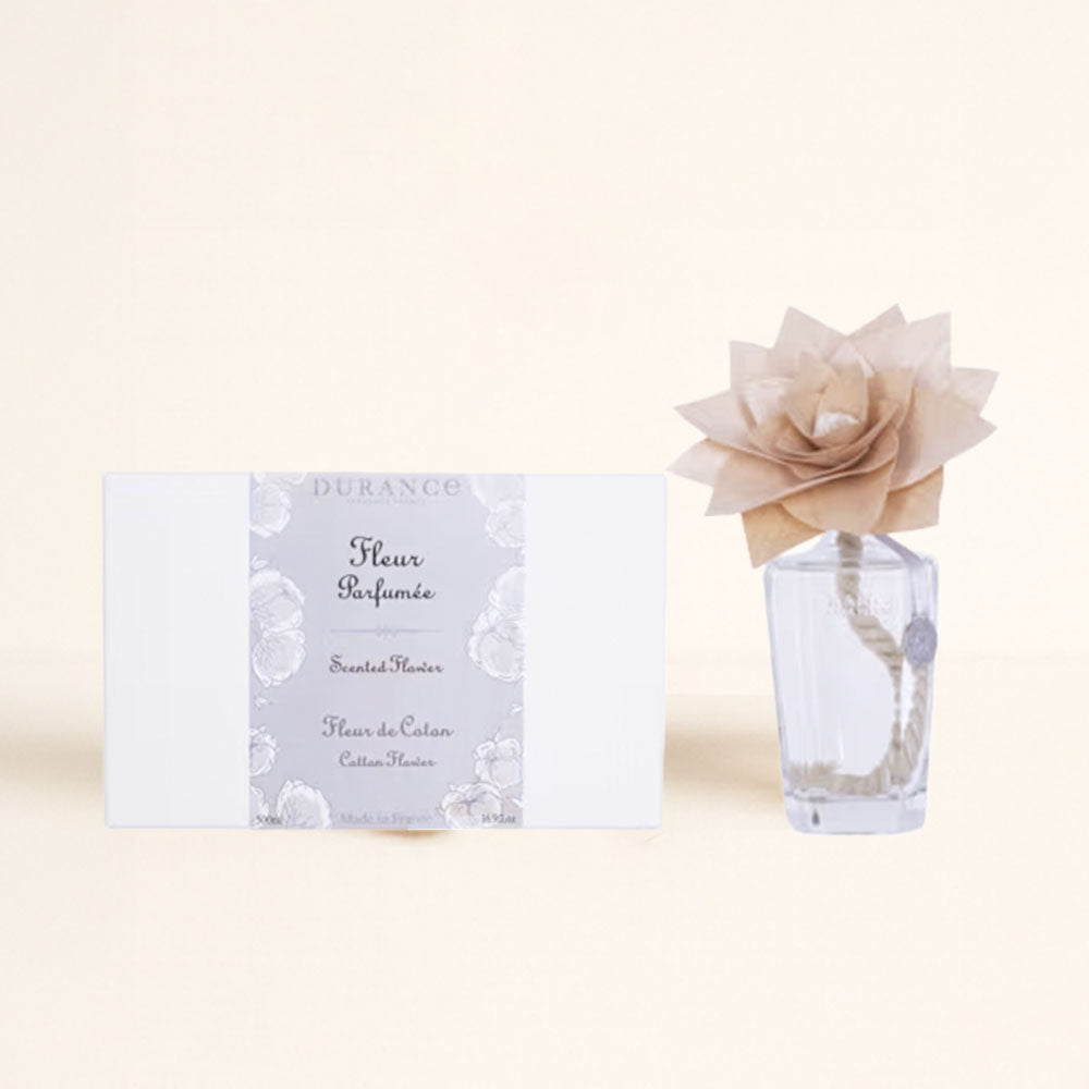 Ambientador mikado con flor de madera FLEUR DE COTON (flor de algodón) 500ml – Durance