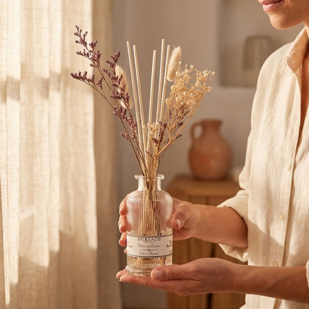 Ambientador mikado Flores Secas FLEUR DE COTON (flor de algodón) 95ml – Durance