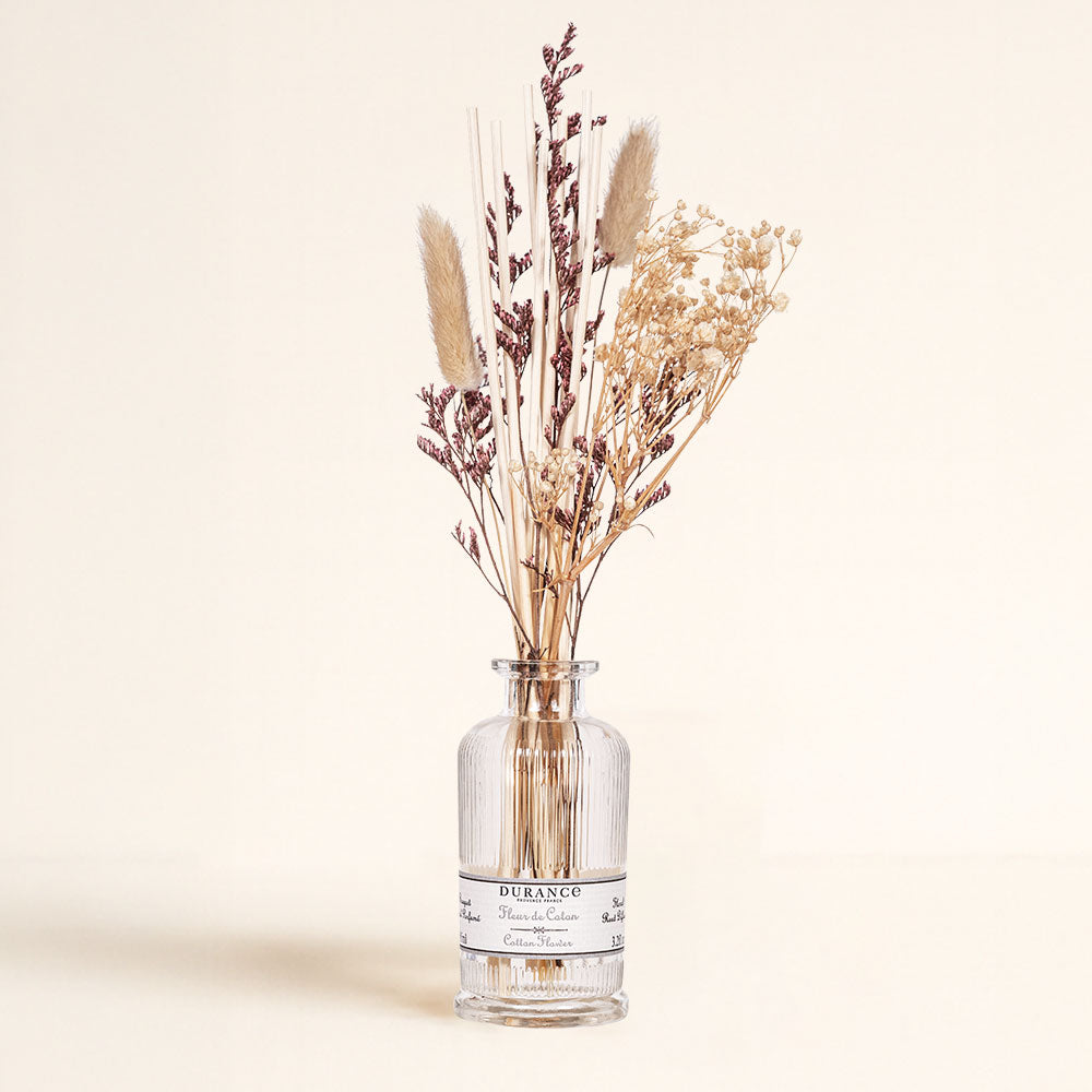 Ambientador mikado Flores Secas FLEUR DE COTON (flor de algodón) 95ml – Durance