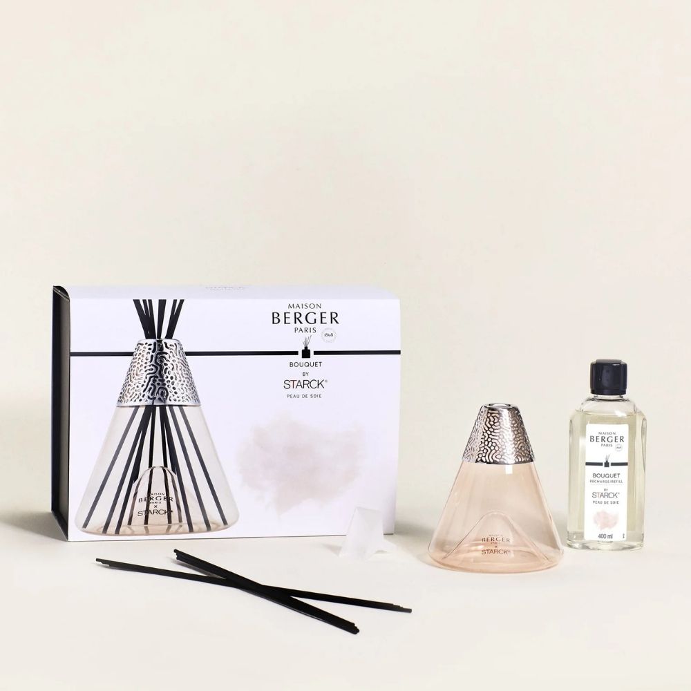 Ambientador mikado STARCK ROSA – aroma Peau de Soie 400ml  – Maison Berger