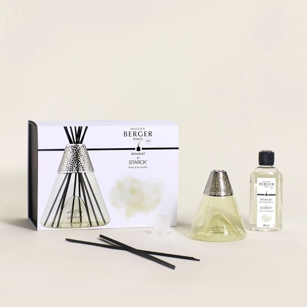 Ambientador mikado STARCK VERDE – aroma Peau D'Ailleurs 400ml  – Maison Berger