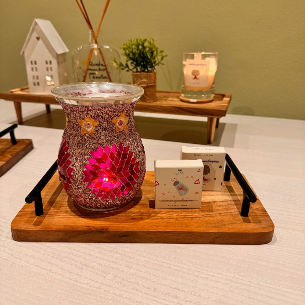 Bandeja de madera rectangular con asas de metal negras PEQUEÑA – D'Arome