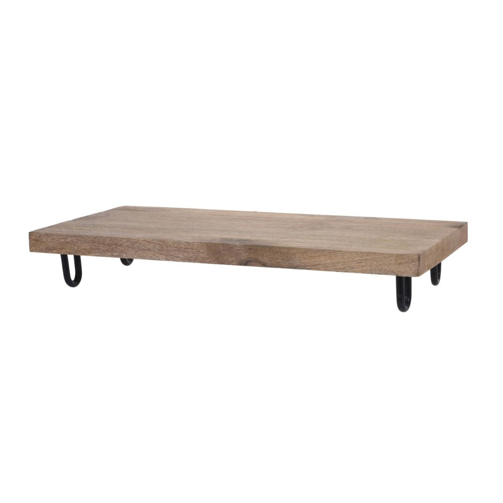 Bandeja de madera de mango rectangular con patas negras GRANDE – D'Arome