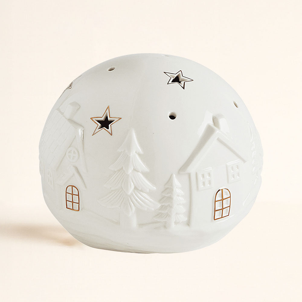 Bola decorativa de cerámica pueblo navideño con luz LED, tamaño grande, Mathilde M – D'Arome
