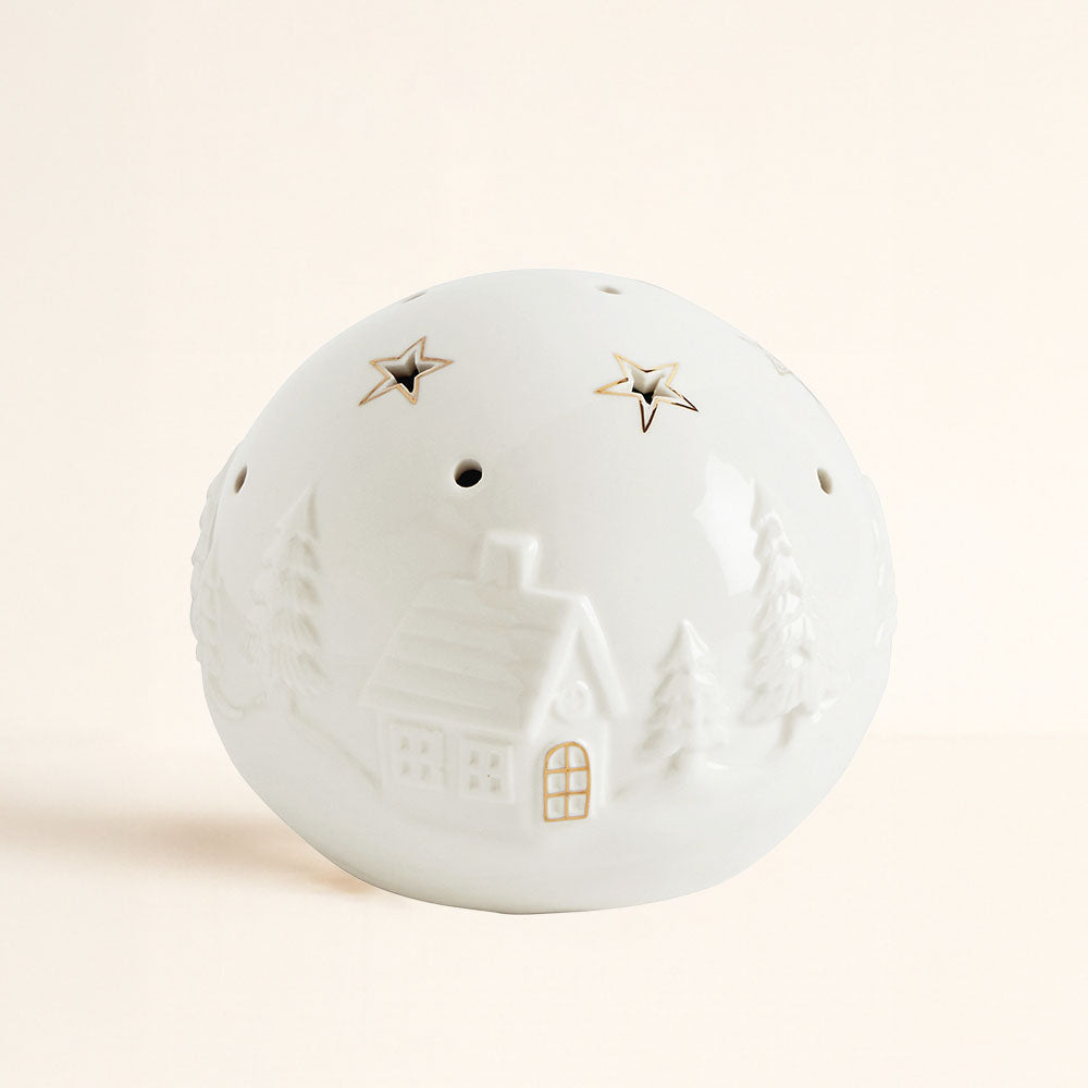 Bola decorativa de cerámica pueblo navideño con luz LED, tamaño mediano, Mathilde M – D'Arome