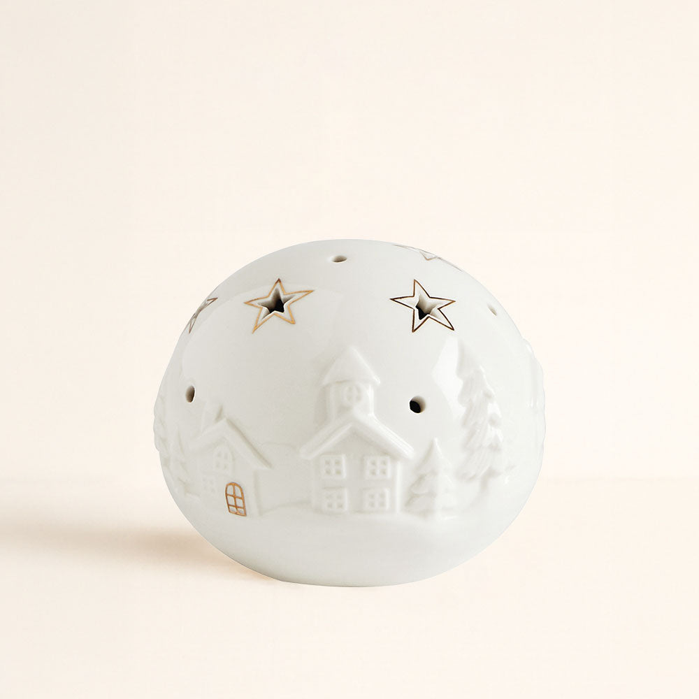Bola decorativa de cerámica pueblo navideño con luz LED, tamaño pequeño, Mathilde M – D'Arome