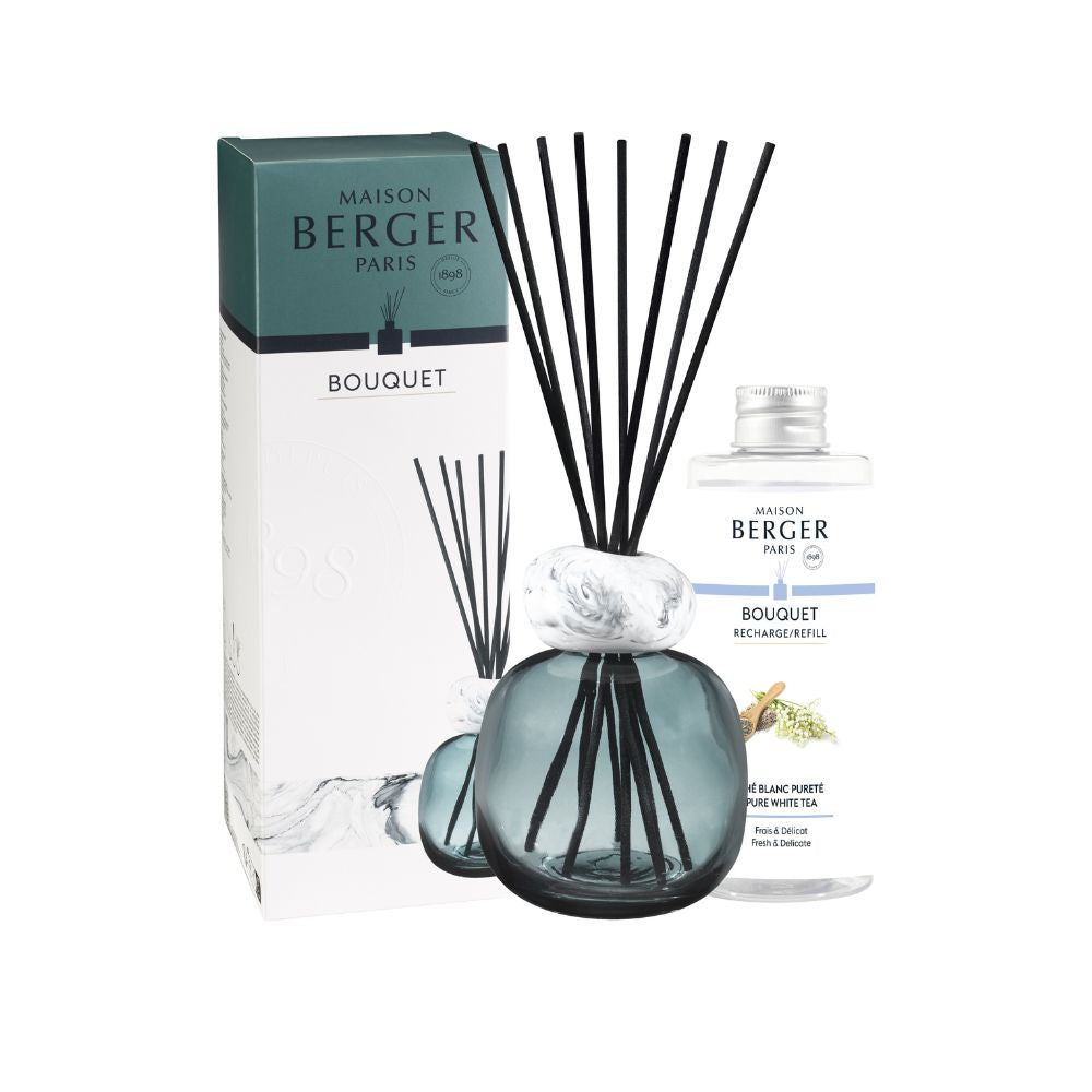 Ambientador mikado MINERAL AZUL – aroma Pure White Tea 180ml  – Maison Berger