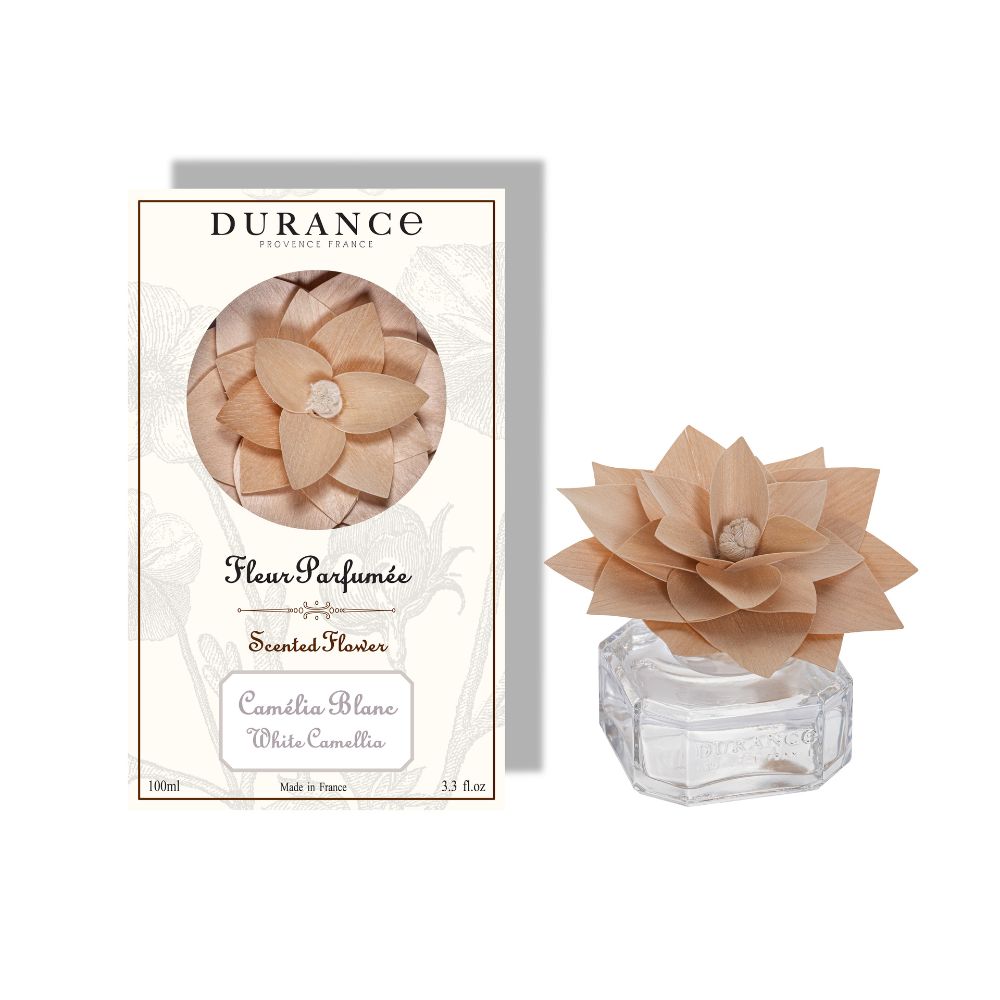 Ambientador mikado con flor de madera CAMÉLIA BLANC 100ml – Durance