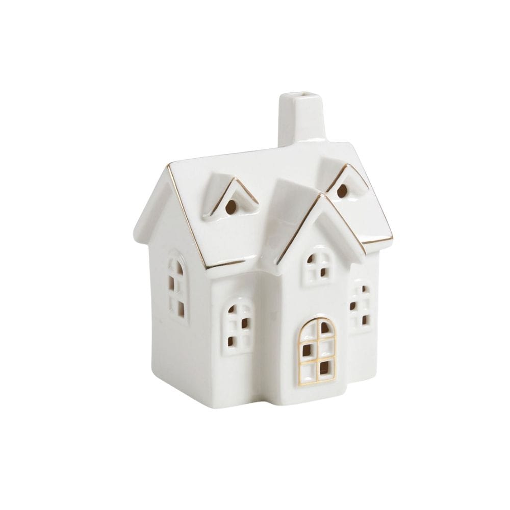 CASITA DE CERÁMICA Blanca con iluminación led 12cm – Mathilde M.