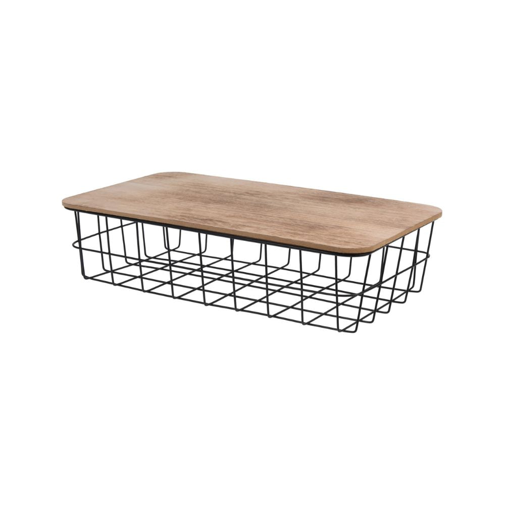 Cesta de madera con base de metal RECTANGULAR – D'Arome