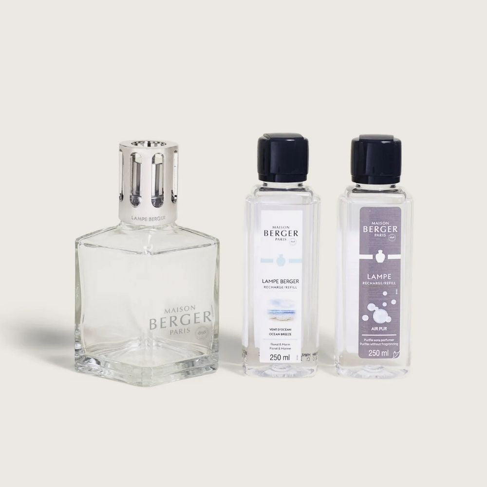 Cofre lámpara catalítica CUADRADA BÁSICA – aroma Vent D'Ocean + Air Pure – Maison Berger