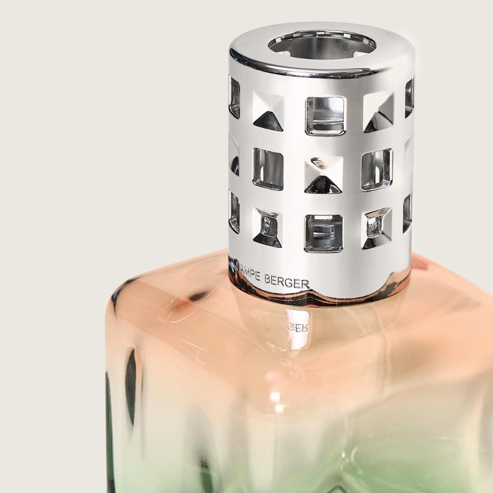 Cofre lámpara catalítica GLACON MELOCOTÓN/VERDE + aroma Zest of Verbena – Maison Berger