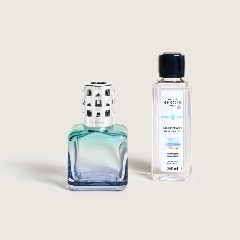Cofre lámpara catalítica GLACON TURQUESA/AZUL + aroma Vent d'Ocean – Maison Berger