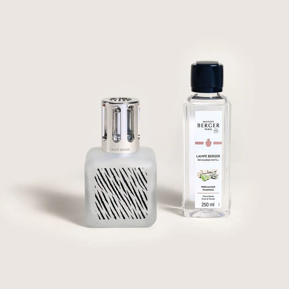 Cofre lámpara catalítica GLACON ZEBRA – aroma Terre Sauvage – Maison Berger
