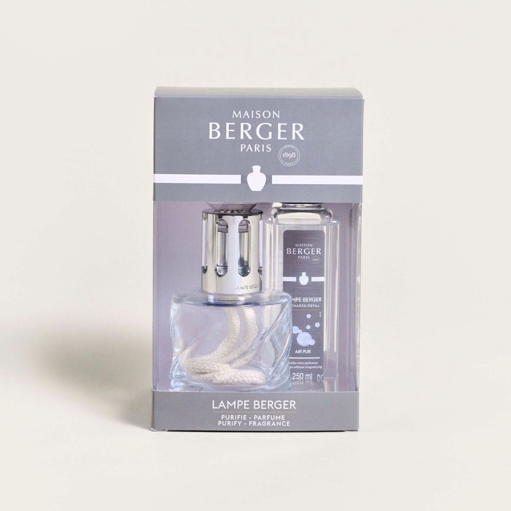 Cofre lámpara catalítica SPIRALE TRANSPARENTE – aroma Air Pure Neutro – Maison Berger