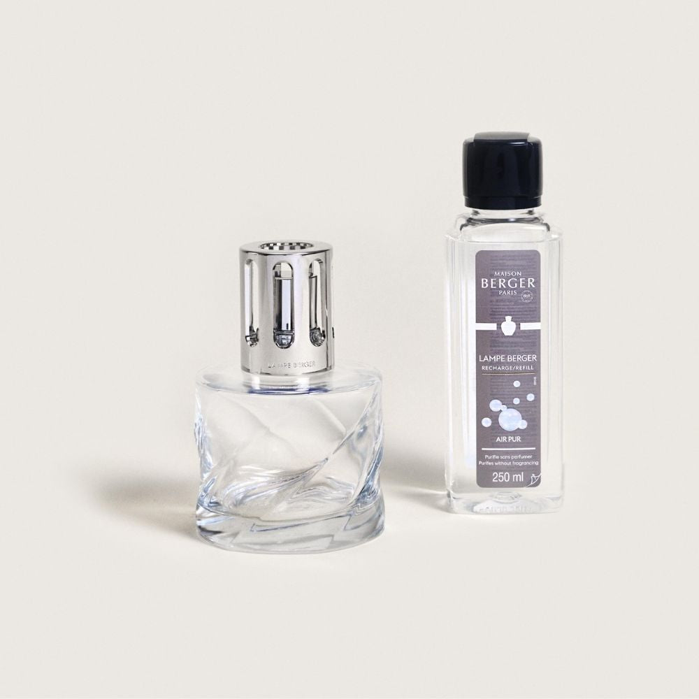Cofre lámpara catalítica SPIRALE TRANSPARENTE – aroma Air Pure Neutro – Maison Berger