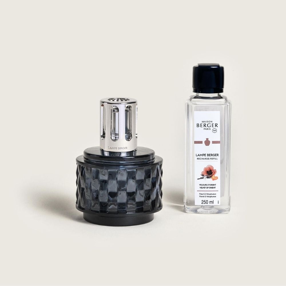 Cofre lámpara catalítica VARIATION GRIS – aroma Velvet of Orient – Maison Berger