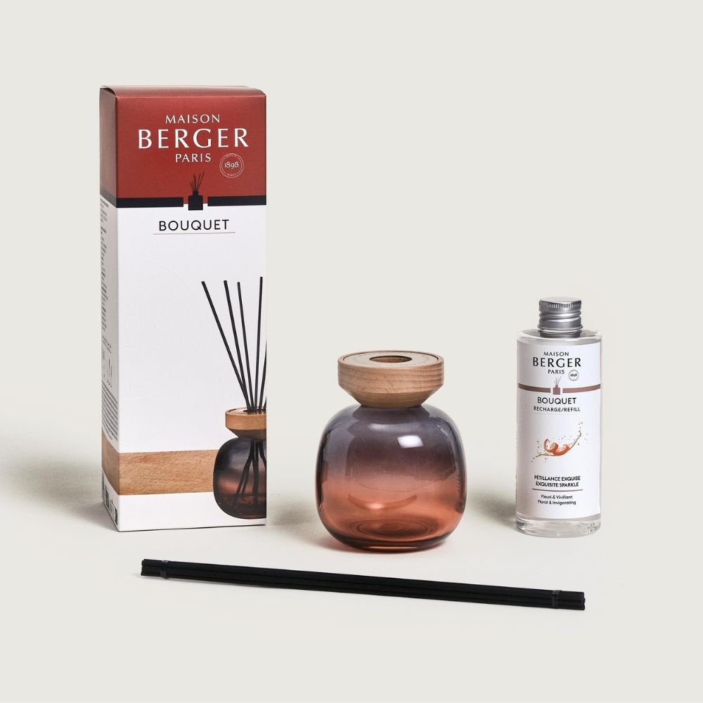 Ambientador mikado WOOD GRIS/ROJO – aroma Exquisite Sparkle 180ml  – Maison Berger