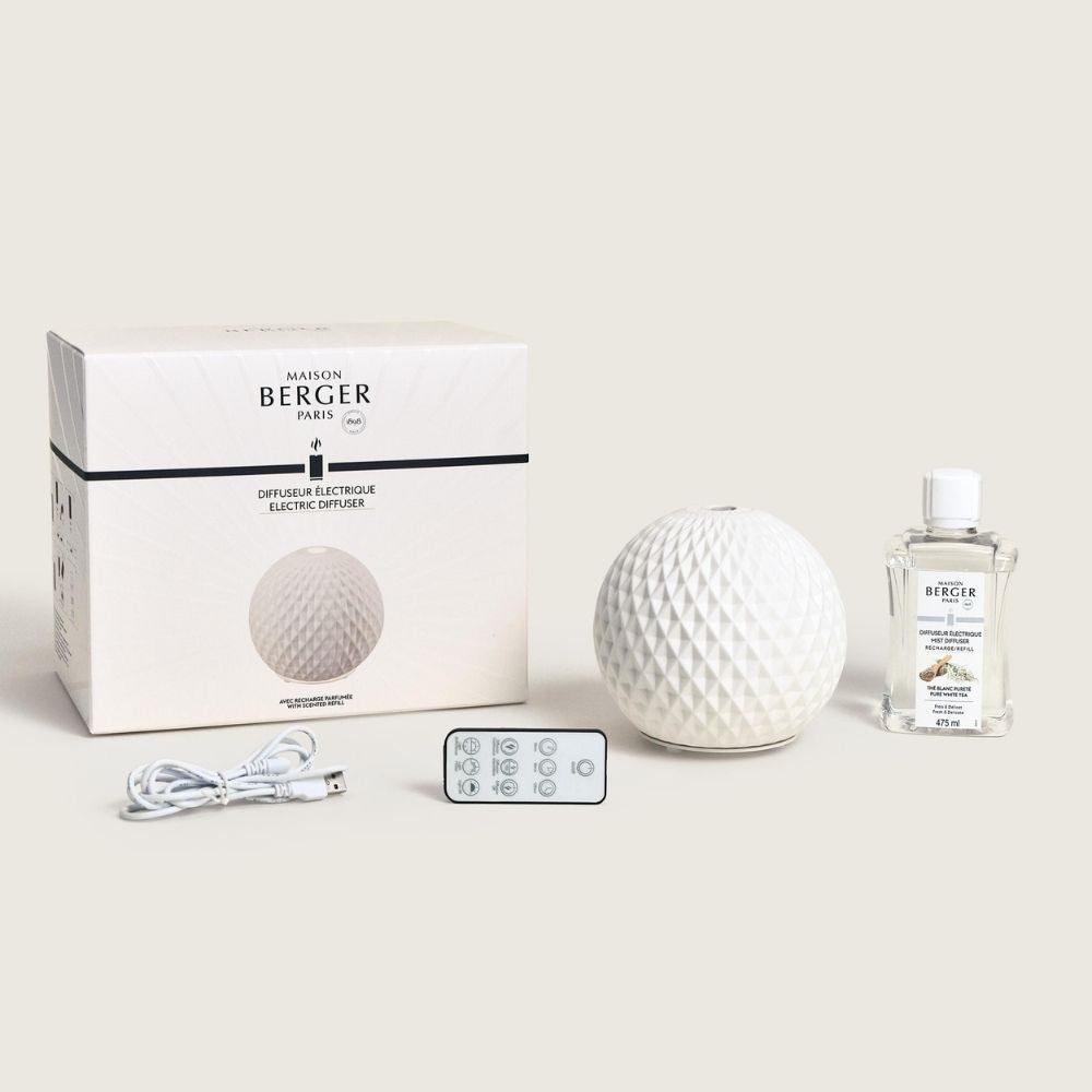 Difusor de aromas SPHERE + recarga Pure White Tea – Maison Berger