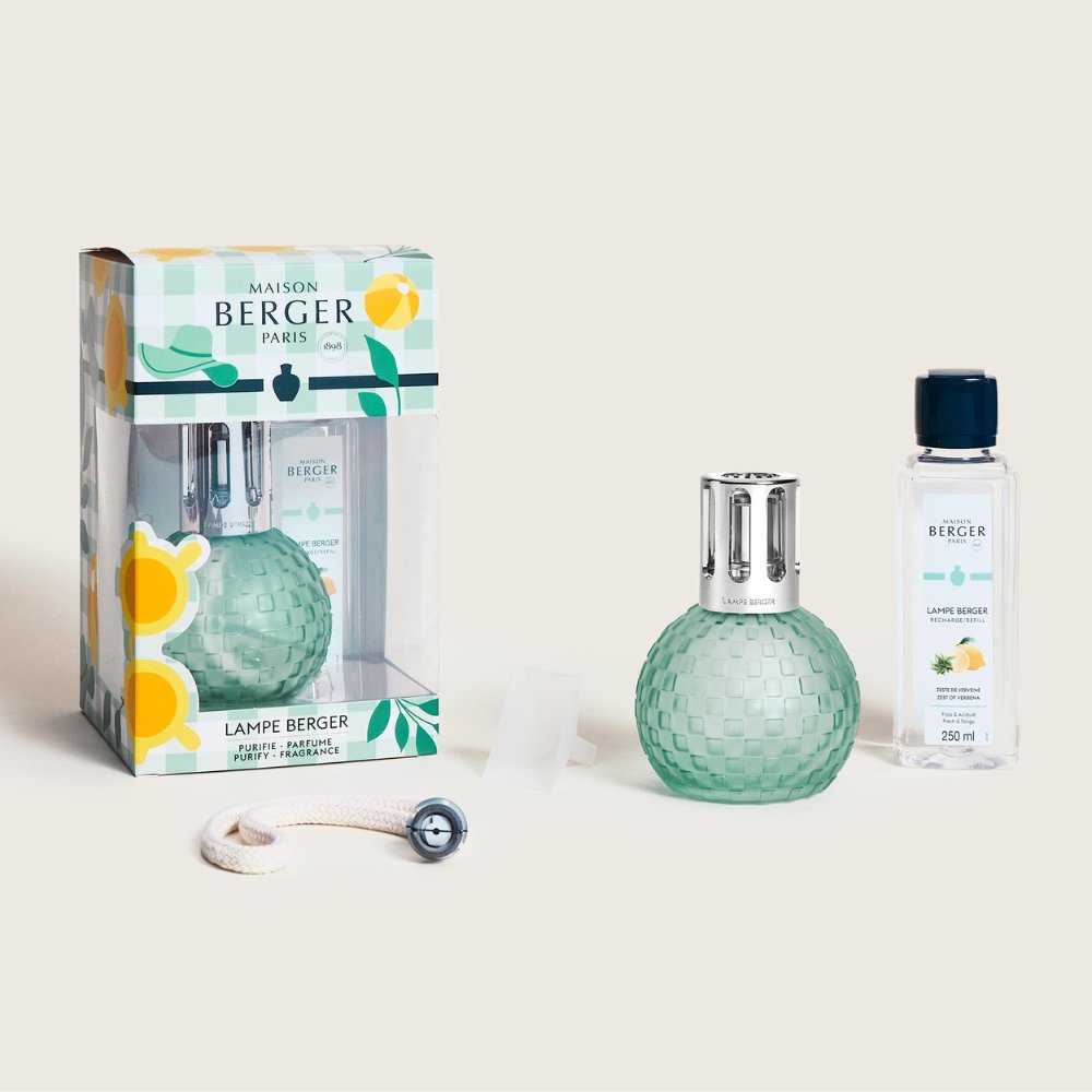 Cofre regalo Disco Verde Escarchada Maison Berger packaging Estivale verano con aroma Zest of Verbena