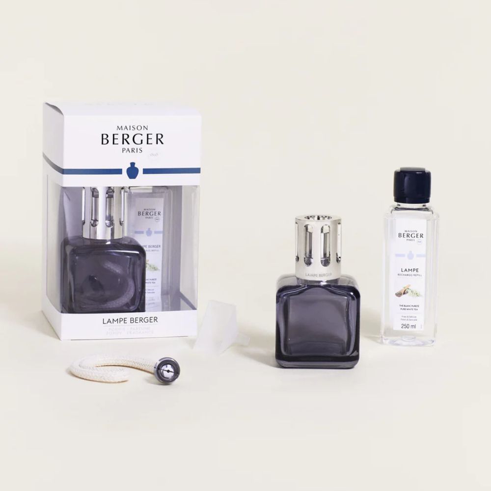 Cofre lámpara catalítica GLACON GRIS – aroma Pure White tea – Maison Berger