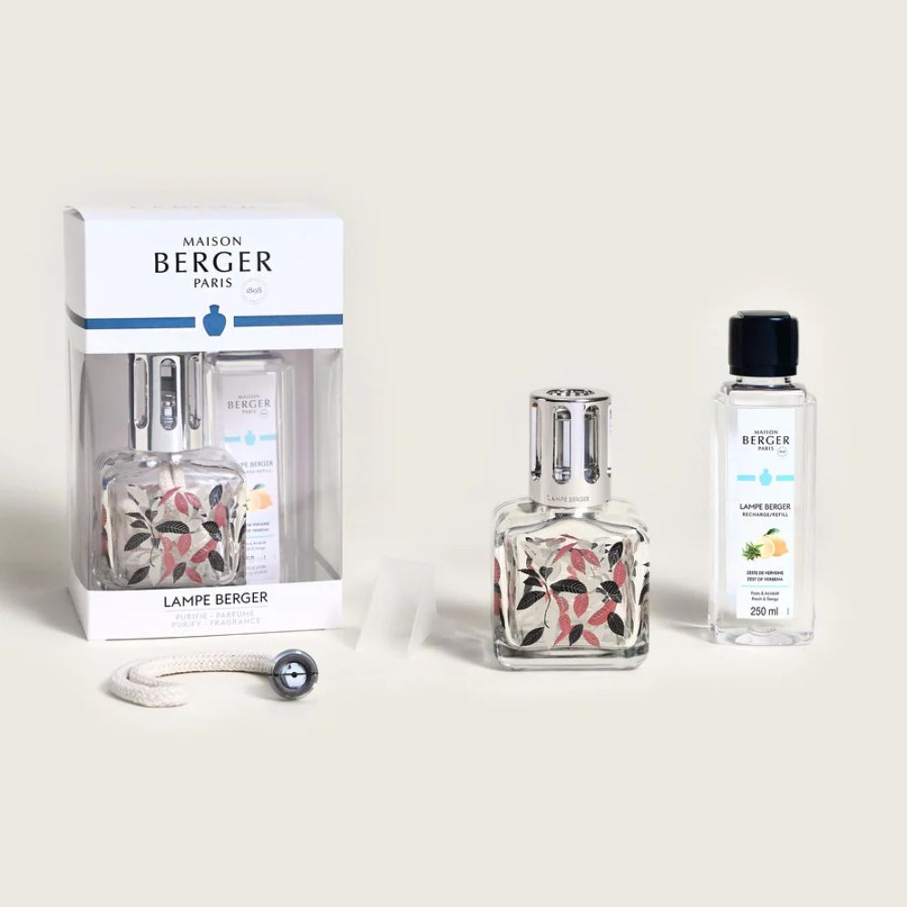 Cofre lámpara catalítica GLACON HOJAS – aroma Zest of Verbena – Maison Berger
