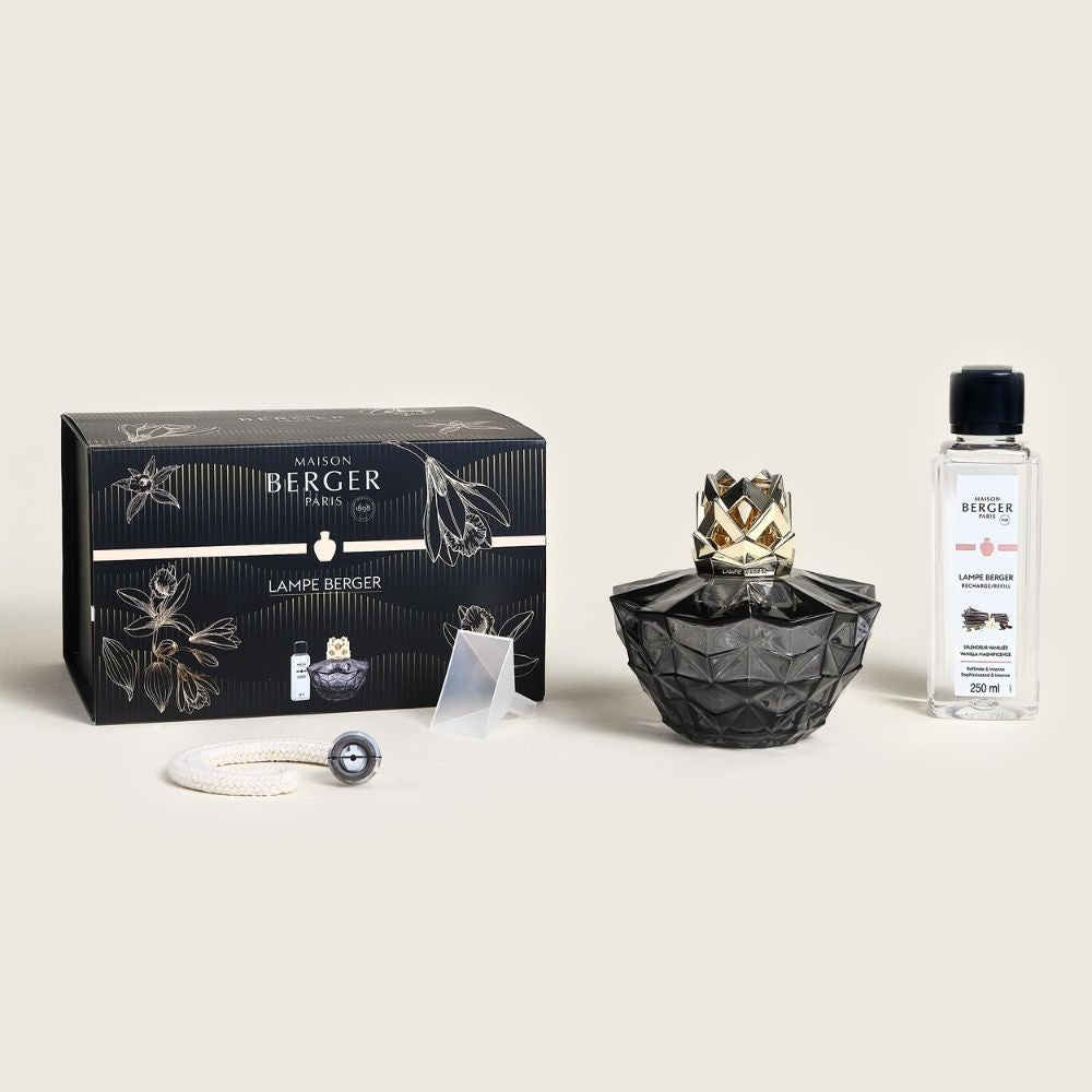 Cofre lámpara catalítica KALI NEGRA – aroma Splendeur Vanille – Maison Berger