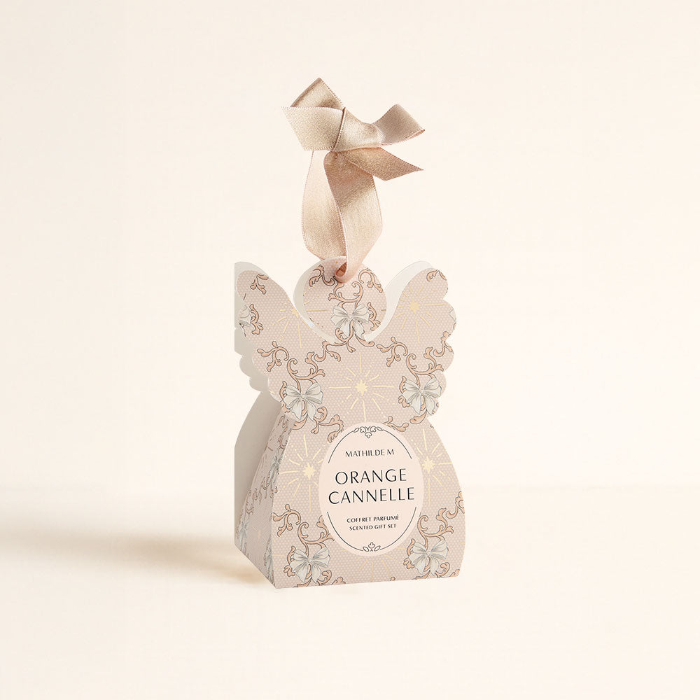 Cofre sorpresa cerámicas perfumadas Orange Cannelle Mathilde M con caja en forma de ángel y lazo rosa – D'Arome