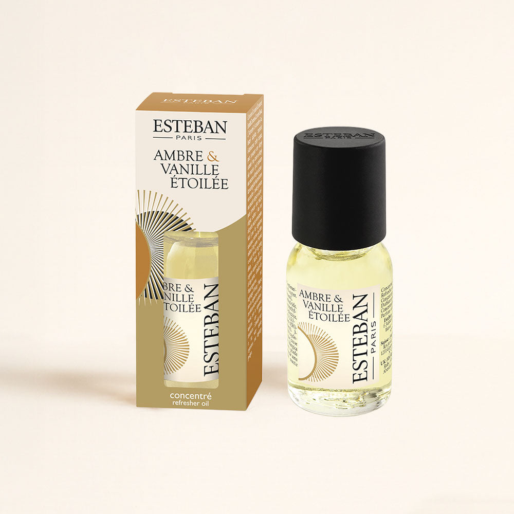 Concentrado de perfume Ambre y Vanille Étoilée Esteban Paris con su caja, refresher oil para ambientadores – D'Arome