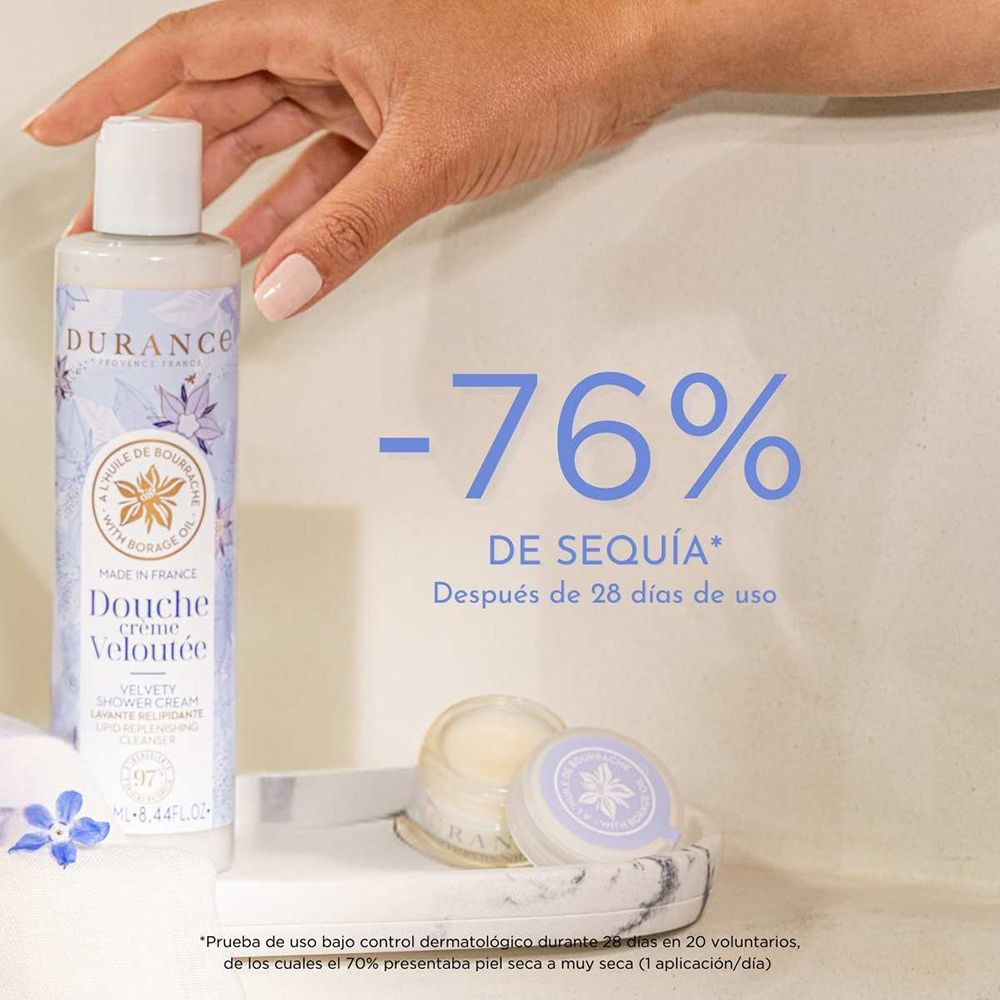 Crema de ducha Durance reduce un 76% la sequedad de la piel - D'Arome