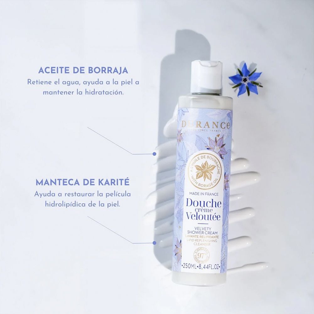 Crema de ducha Durance con manteca de karité y aceite de borraja - D'Arome