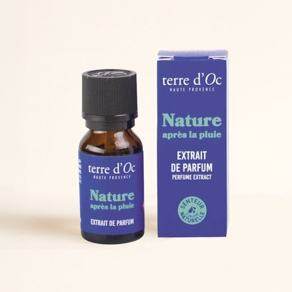 Extracto de perfume Naturaleza Después de la Lluvia Terre d'Oc en frasco de cristal ámbar con caja azul – D'Arome