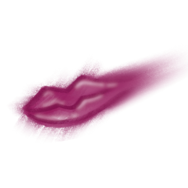 Ilustración de unos labios en tono morado, símbolo de la voz y la libertad de expresión en la colección IM-PERFECTA de LoeS