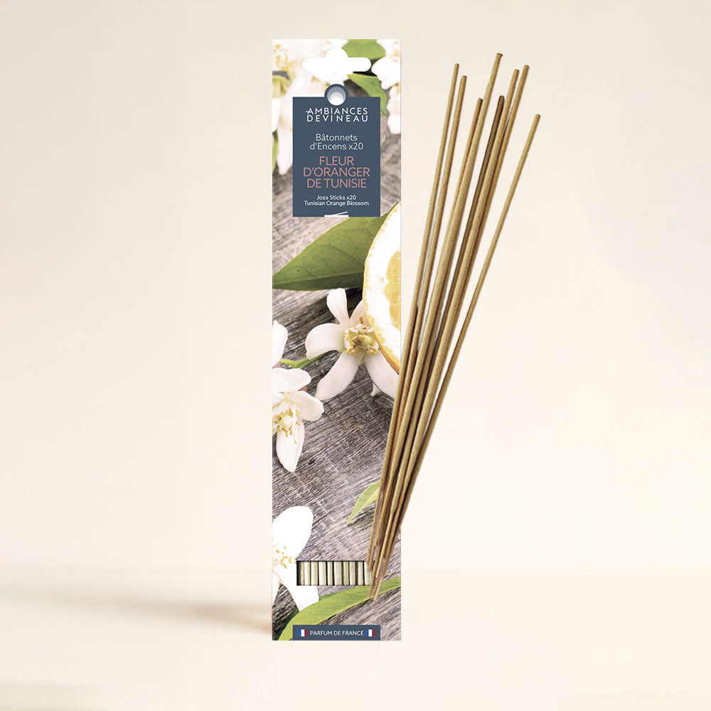 Incienso Flor de Azahar de Túnez: aroma floral fresco que relaja y favorece el descanso. Ideal para dormitorios y rutinas de calma. ¡Hazlo tuyo!