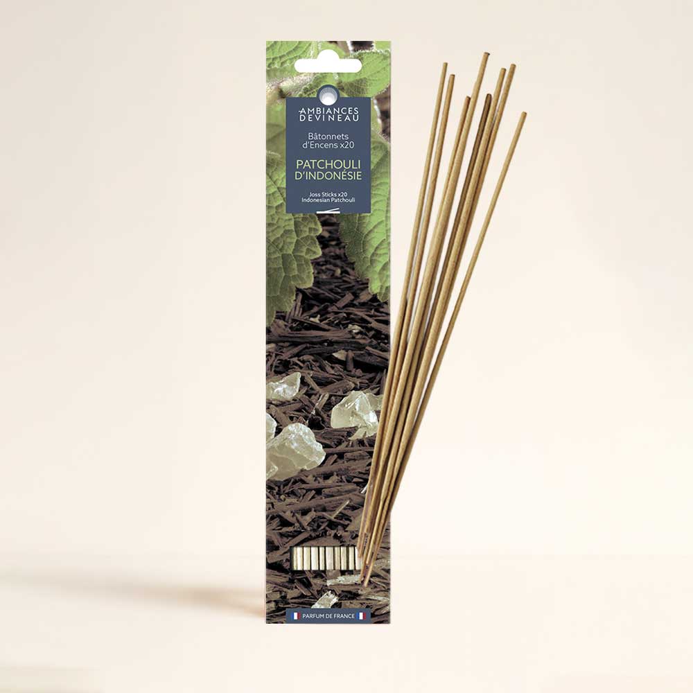 Incienso Pachuli de Indonesia: aroma amaderado y bohemio que inspira. Perfecto para estimular la creatividad y concentración. ¡Despiértala ya!