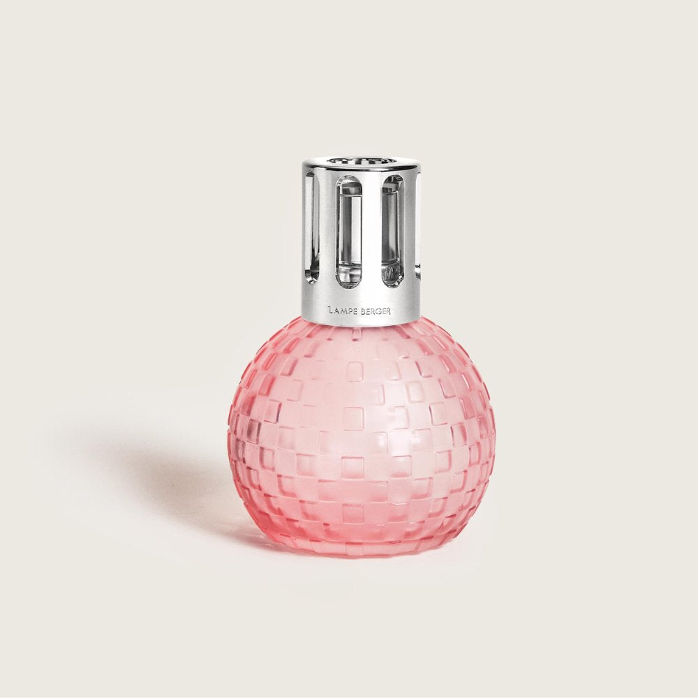 Lámpara catalítica Disco Rosa Escarchada Maison Berger vista frontal rosa empolvado mate