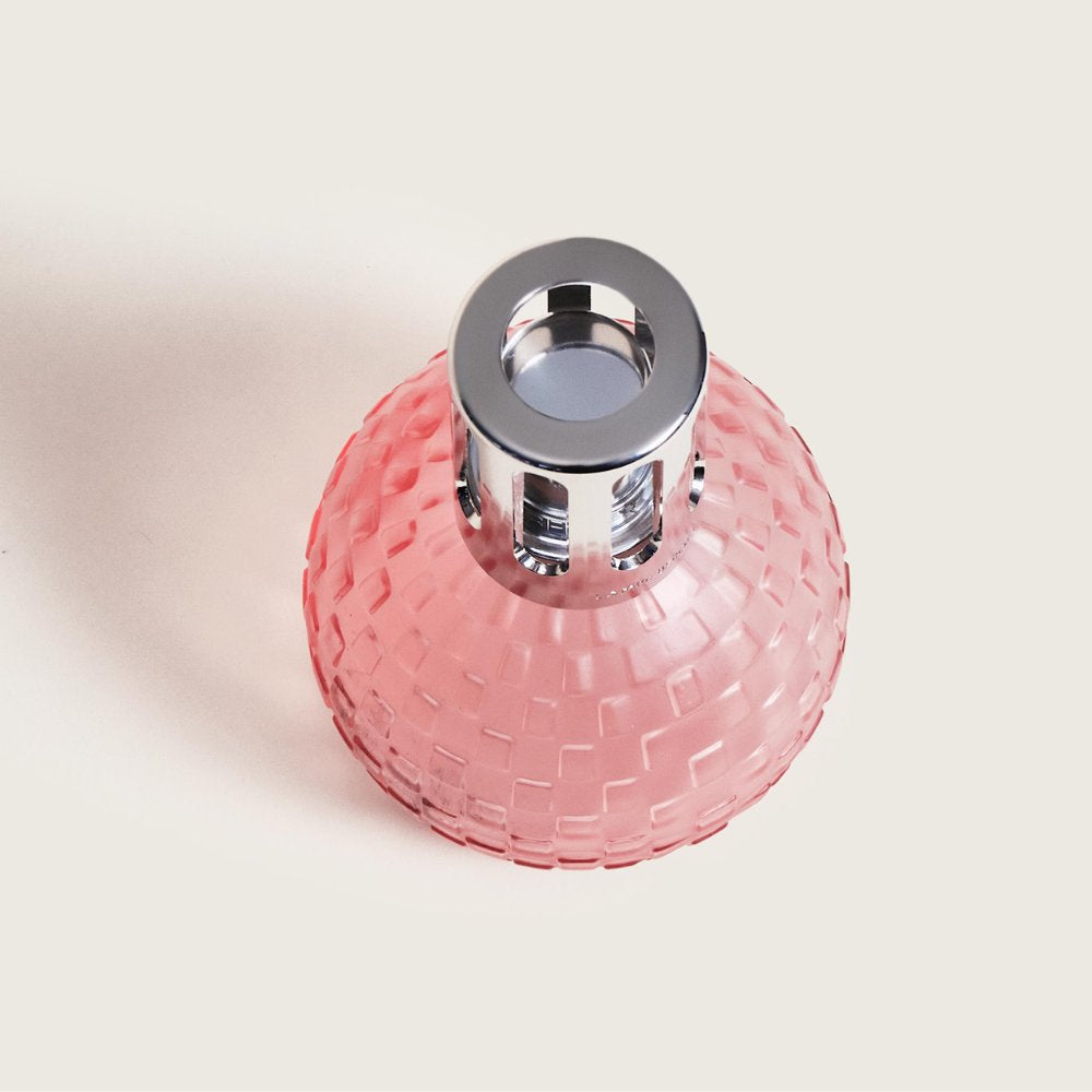 Vista desde arriba montura plata y cristal rosa escarchado Disco Maison Berger edición verano