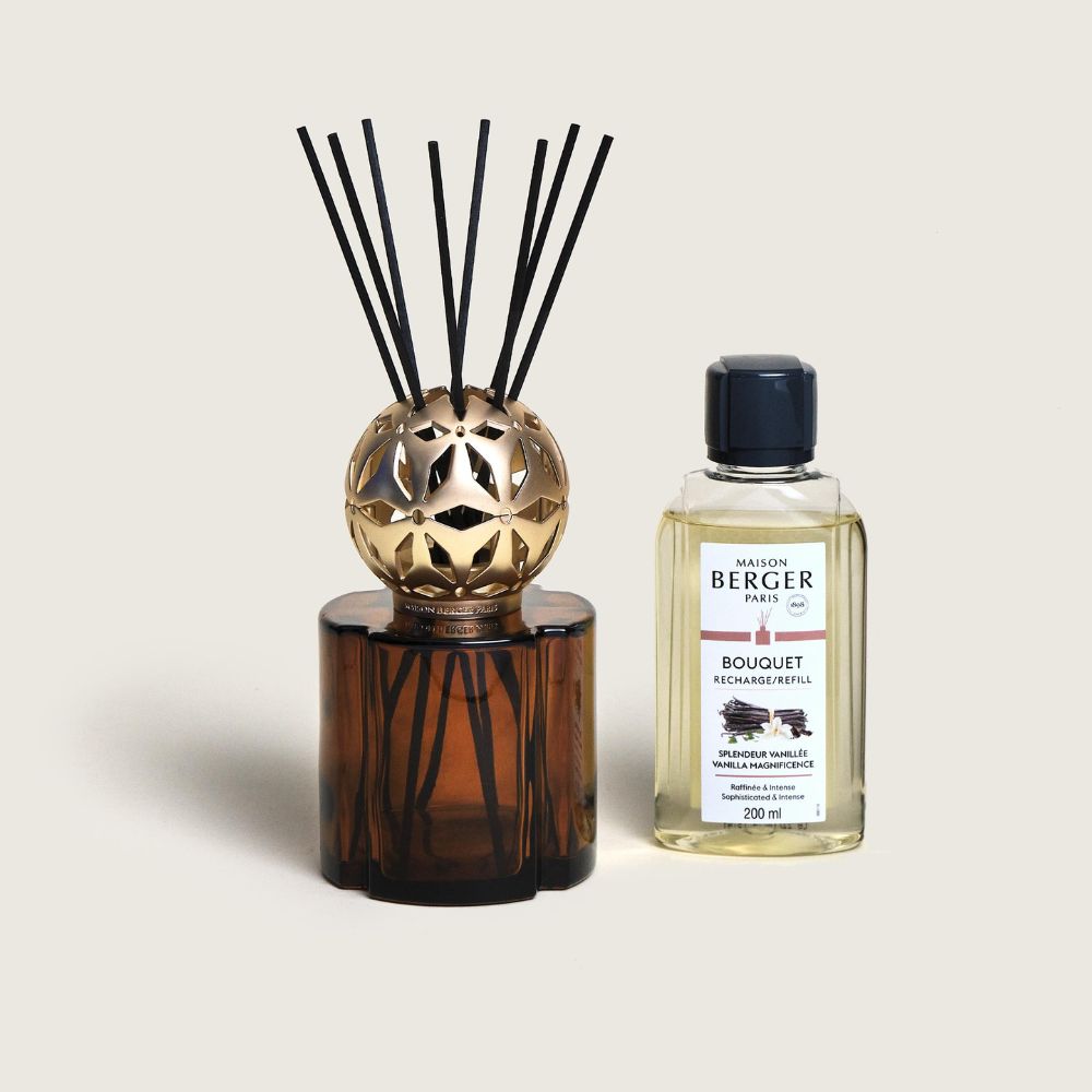 Bouquet Perfumado Pomelis Chocolate: una joya, diseño inspirado en el pomander + 200ml Aroma Splendeur Vanillée. ¡Perfuma y decora con lujo!