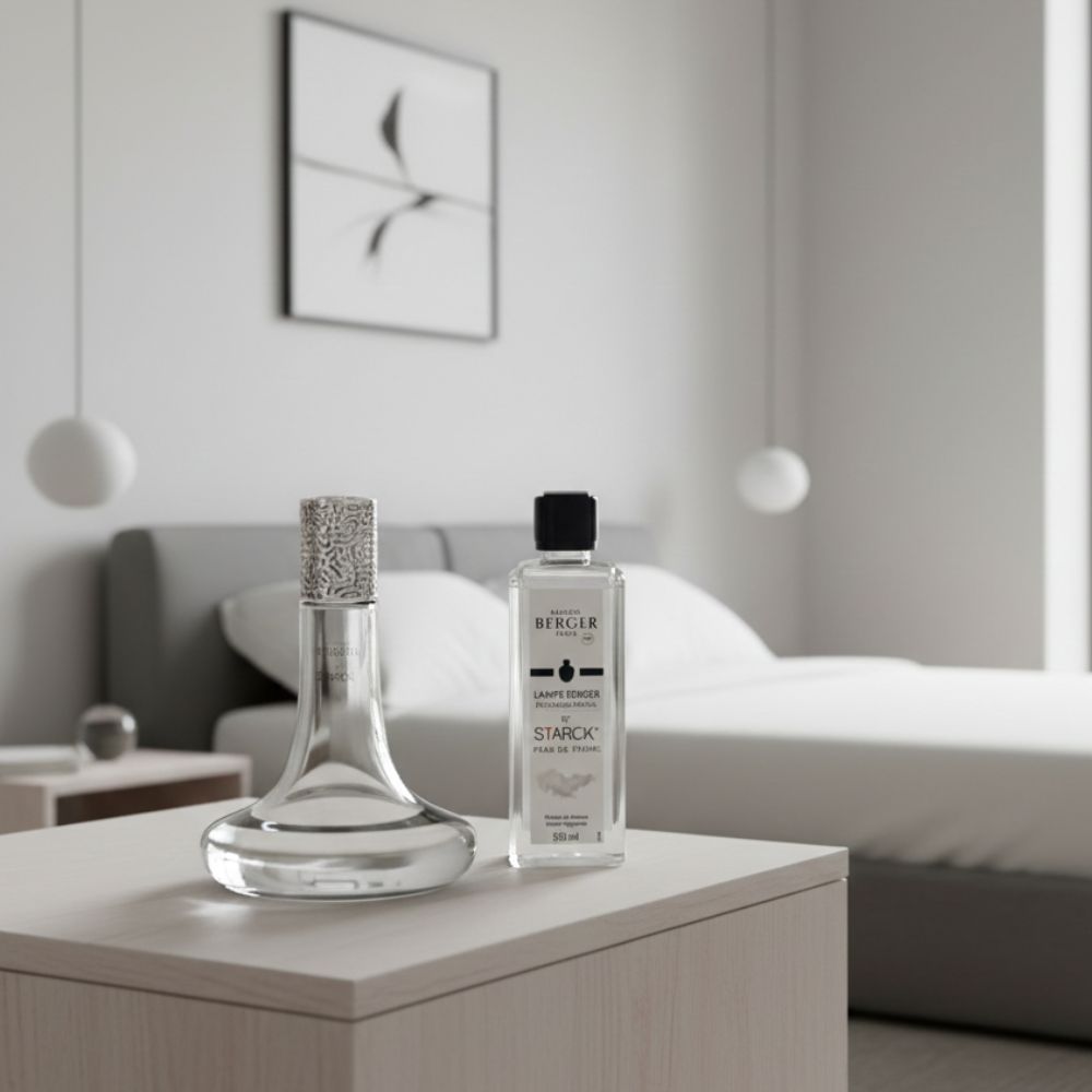 Cofre lámpara catalítica STARCK GRIS – aroma Peau de Pierre – Maison Berger