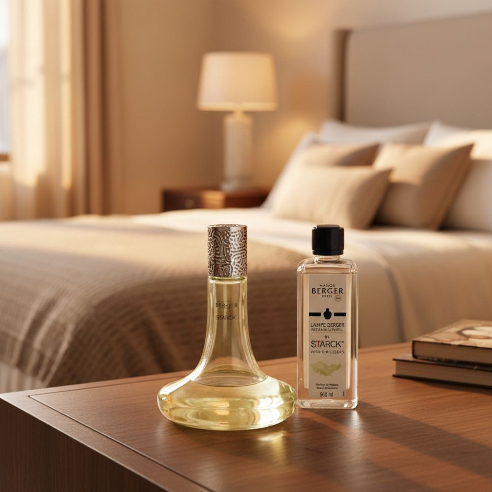 Cofre lámpara catalítica STARCK VERDE – aroma Peau D'Ailleurs – Maison Berger