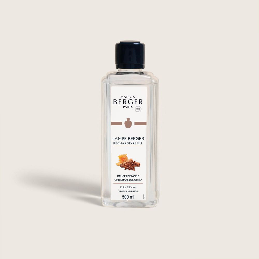 Líquido para lámpara catalítica Délices de Noël 500ml Maison Berger aroma navideño especiado y oriental con notas de cítricos confitados, anís estrellado y canela. Edición limitada 2026 – D'Arome