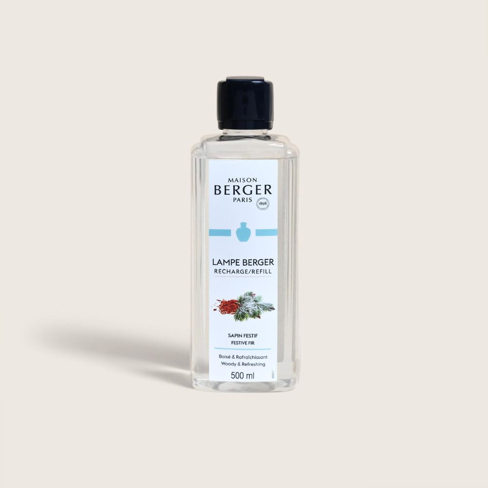 Líquido para lámpara catalítica Sapin Festif Festive Fir 500ml Maison Berger aroma navideño amaderado y refrescante con abeto, pino y notas boscosas – D'Arome