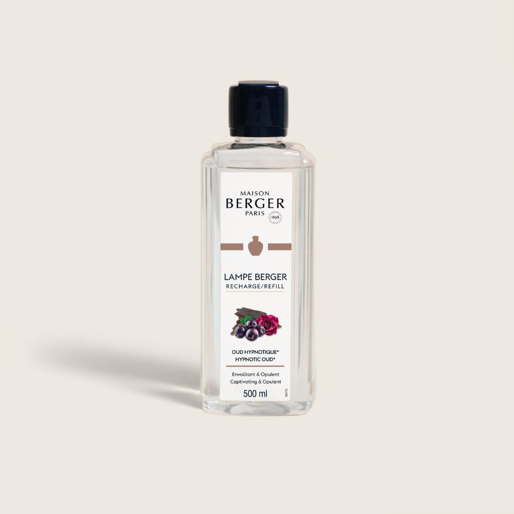 Líquido para lámpara catalítica Oud Hypnotique 500ml Maison Berger aroma envolvente y opulento con notas de oud, rosa y ciruela para Lampe Berger – D'Arome