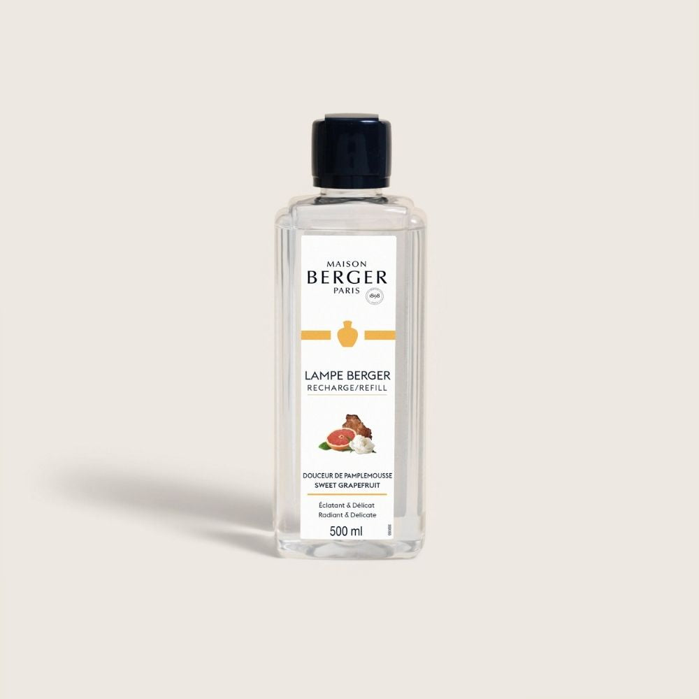 ¡El chute de energía que tu casa necesita! Sweet Grapefruit 500ml para tu Lamp Berger perfuma y purifica tu casa. ¡El aroma que resetea tu hogar!