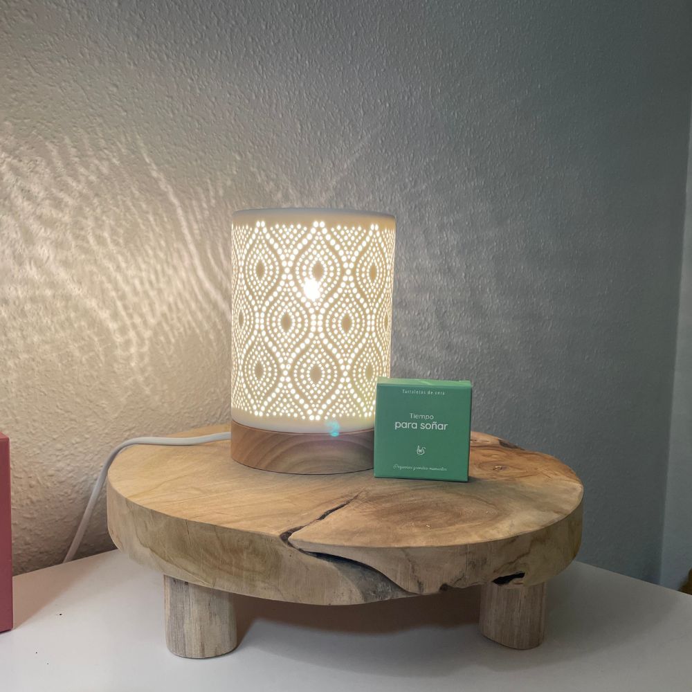 Mesa mini de madera REDONDA tronco color oscura 30x8cm – D'Arome