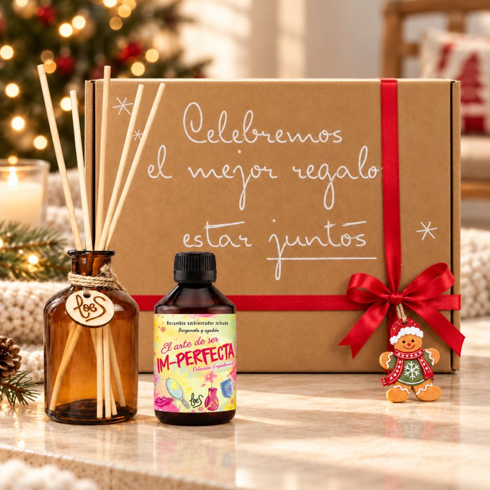 Mikado El arte de ser Im-Perfecta de LoeS, 250 ml, bergamota y azafrán, colección Empoder-arte, junto al cofre de Navidad – D'Arome