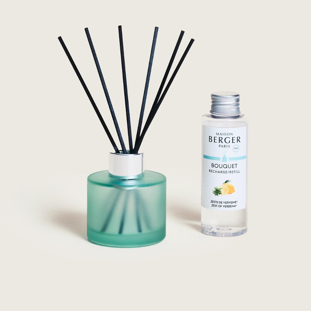Mini Mikado Verde Escarchado Maison Berger con recarga Zest of Verbena 90ml