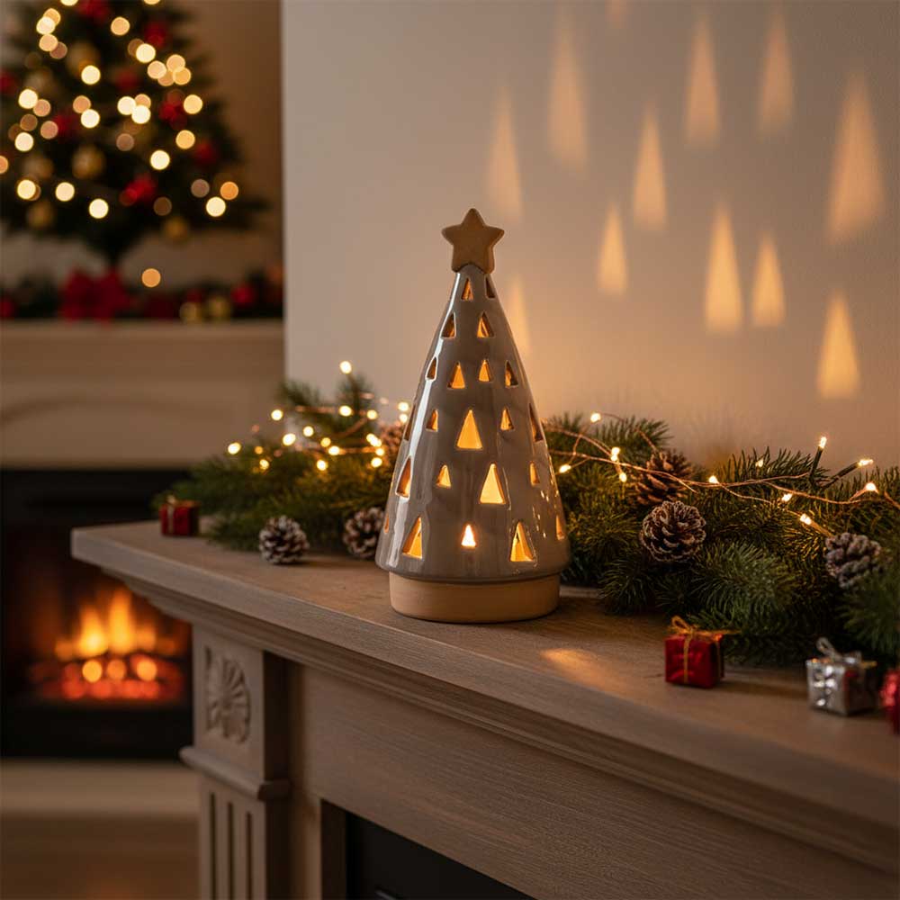 Portavelas ÁRBOL DE NAVIDAD GRIS grande – D'Arome