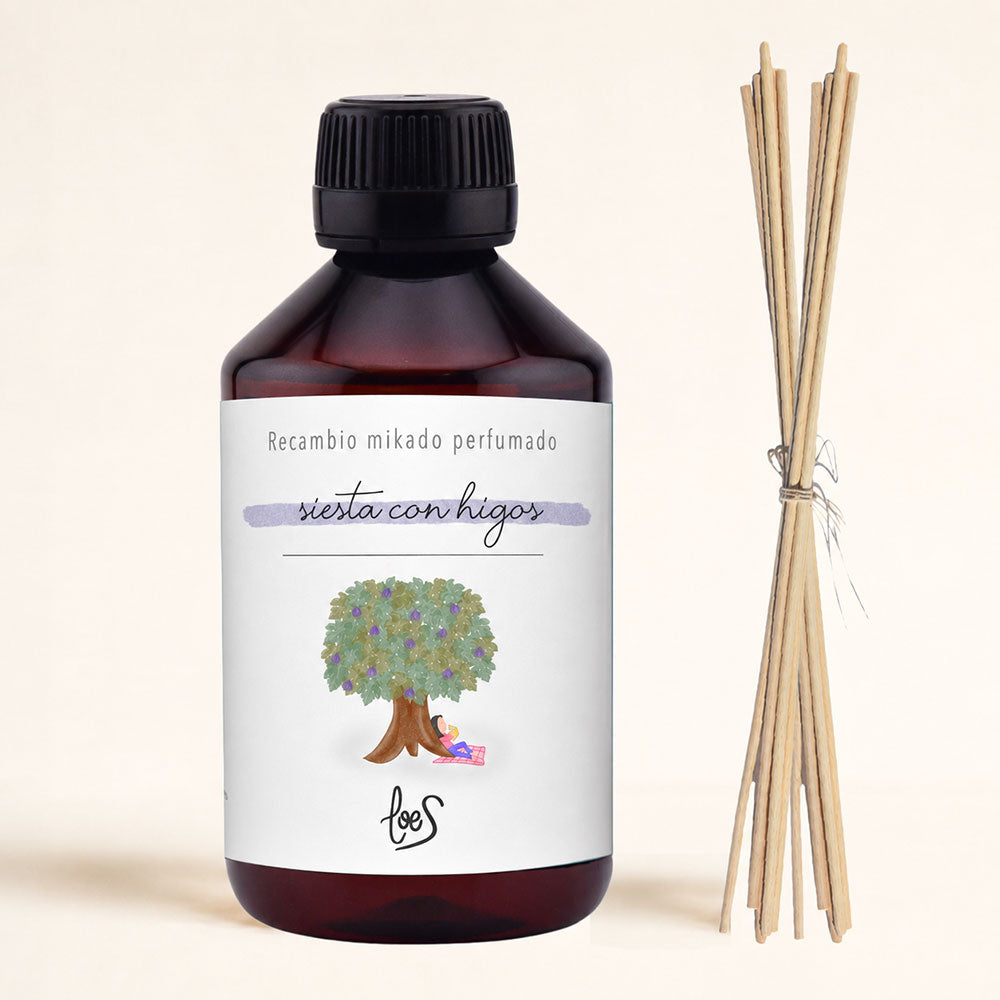Recambio de mikado perfumado Siesta con Higos de LoeS, 500 ml, con varillas de rattan natural – D'Arome